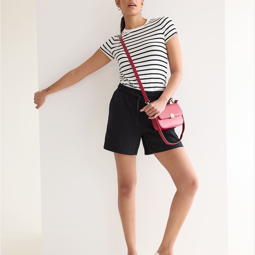 Black Linen Shorts with Drawstring